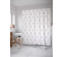 Штора (занавеска) для ванной JoyArty "Сферистые фигуры" из сатена, 180х200 см с крючками, sc_16378