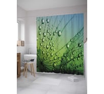 Штора (занавеска) для ванной JoyArty "Зонтик одуванчика в росе" из сатена, 180х200 см с крючками, sc_27753