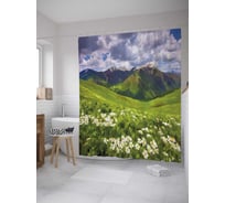 Штора (занавеска) для ванной JoyArty "Долина диких нарциссов" из сатена, 180х200 см с крючками, sc_27835