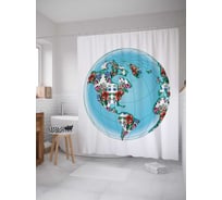 Штора (занавеска) для ванной JoyArty "Цветочный глобус" из сатена, 180х200 см с крючками, sc_28815