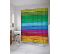 Штора (занавеска) для ванной JoyArty "Цветные полосы" из сатена, 180х200 см с крючками, sc_29465