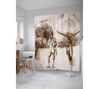 Штора (занавеска) для ванной JoyArty "Опытный летчик" из сатена, 180х200 см с крючками, sc_15626