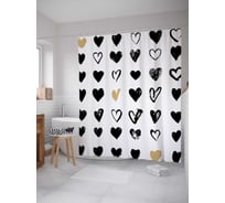 Штора (занавеска) для ванной JoyArty "Рисунки сердец" из сатена, 180х200 см с крючками, sc_16463