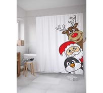 Штора (занавеска) для ванной JoyArty "Праздничные прятки" из сатена, 180х200 см с крючками, sc_10503