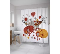 Штора (занавеска) для ванной JoyArty "Влюбленные птички" из сатена, 180х200 см с крючками, sc_28137