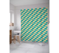 Штора (занавеска) для ванной JoyArty "Клетка в плоскости" из сатена, 180х200 см с крючками, sc_28918