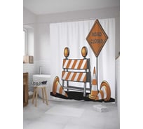 Штора (занавеска) для ванной JoyArty "Дорога закрыта" из сатена, 180х200 см с крючками, sc_27883