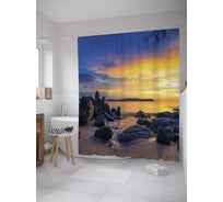 Штора (занавеска) для ванной JoyArty "Валуны на песке" из сатена, 180х200 см с крючками, sc_28409