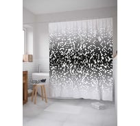 Штора (занавеска) для ванной JoyArty "Пиксельный монохром" из сатена, 180х200 см с крючками, sc_29430