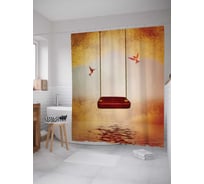 Штора (занавеска) для ванной JoyArty "Колибри у качели" из сатена, 180х200 см с крючками, sc_12396
