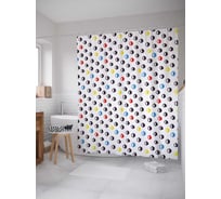 Штора (занавеска) для ванной JoyArty "Цветные шестиугольники" из сатена, 180х200 см с крючками, sc_28906