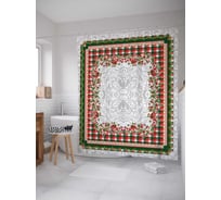 Штора (занавеска) для ванной JoyArty "Новогодняя рамка" из сатена, 180х200 см с крючками, sc_29344