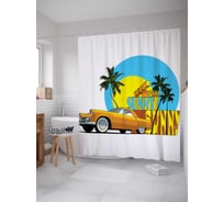 Штора (занавеска) для ванной JoyArty "Солнечная поездка" из сатена, 180х200 см с крючками, sc_15582