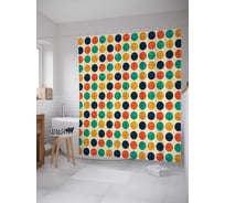 Штора (занавеска) для ванной JoyArty "Цветовая комбинация с кругами" из сатена, 180х200 см с крючками, sc_16395