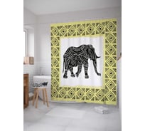Штора (занавеска) для ванной JoyArty "Слон в рамке" из сатена, 180х200 см с крючками, sc_29460