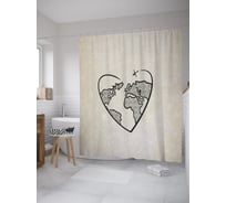 Штора (занавеска) для ванной JoyArty "Любовь к путешествию" из сатена, 180х200 см sc_385281