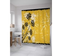 Штора (занавеска) для ванной JoyArty "Силуэты соцветий" из сатена, 180х200 см с крючками, sc_27748