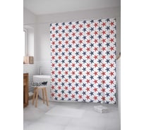 Штора (занавеска) для ванной JoyArty "Двухцветные звезды" из сатена, 180х200 см с крючками, sc_28744