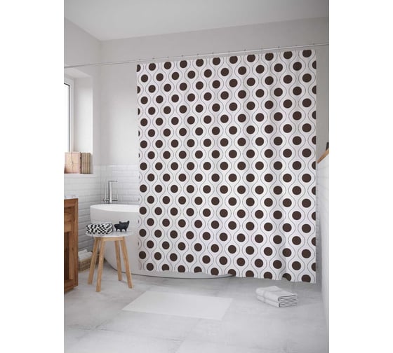 Штора (занавеска) для ванной JoyArty "Точки паттерн" из сатена, 180х200 см с крючками, sc_28948 1