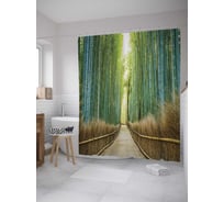 Штора (занавеска) для ванной JoyArty "Дорога через лес" из сатена, 180х200 см с крючками, sc_10023