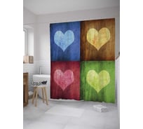 Штора (занавеска) для ванной JoyArty "Винтажные сердца" из сатена, 180х200 см с крючками, sc_28516