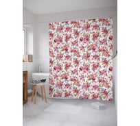 Штора (занавеска) для ванной JoyArty "Изобилие цветов" из сатена, 180х200 см с крючками, sc_12330