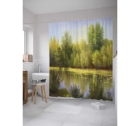 Штора (занавеска) для ванной JoyArty "Старица" из сатена, 180х200 см с крючками, sc_27802