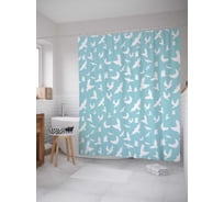 Штора (занавеска) для ванной JoyArty "Голуби в небе" из сатена, 180х200 см с крючками, sc_28787