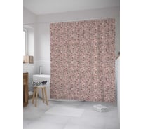 Штора (занавеска) для ванной JoyArty "Узорчатые листья" из сатена, 180х200 см с крючками, sc_28156
