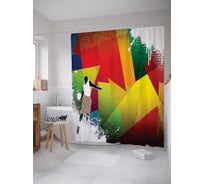 Штора (занавеска) для ванной JoyArty "Баскетбольная фантазия" из сатена, 180х200 см с крючками, sc_16532