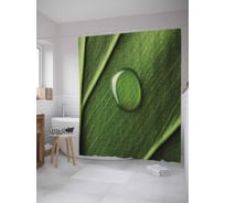 Штора (занавеска) для ванной JoyArty "Капля росы на листе" из сатена, 180х200 см с крючками, sc_27920