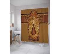 Штора (занавеска) для ванной JoyArty "Голова носорога" из сатена, 180х200 см с крючками, sc_27929