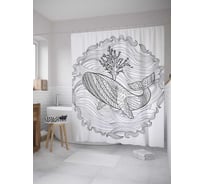 Штора (занавеска) для ванной JoyArty "Полосатый кашалот" из сатена, 180х200 см с крючками, sc_28900