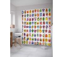 Штора (занавеска) для ванной JoyArty "Мир монстриков" из сатена, 180х200 см с крючками, sc_29077