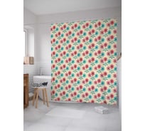 Штора (занавеска) для ванной JoyArty "Трехцветный букет" из сатена, 180х200 см с крючками, sc_28937