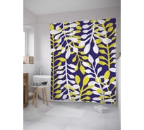 Штора (занавеска) для ванной JoyArty "Силуэты листьев" из сатена, 180х200 см с крючками, sc_28391