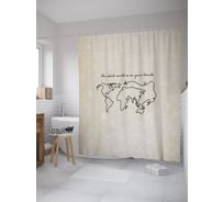 Штора (занавеска) для ванной JoyArty "Целый мир в твоих руках" из сатена, 180х200 см sc_385287