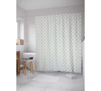 Штора (занавеска) для ванной JoyArty "Клетчатая доска" из сатена, 180х200 см с крючками, sc_28289