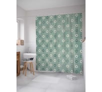 Штора (занавеска) для ванной JoyArty "Простота с кругами" из сатена, 180х200 см с крючками, sc_16391