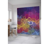 Штора (занавеска) для ванной JoyArty "Пейсли дудл" из сатена, 180х200 см с крючками, sc_28890