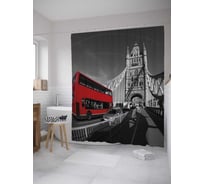 Штора (занавеска) для ванной JoyArty "Автобусы Лондона" из сатена, 180х200 см с крючками, sc_27936