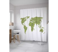 Штора (занавеска) для ванной JoyArty "Орнаментальная карта" из сатена, 180х200 см с крючками, sc_28829