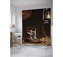 Штора (занавеска) для ванной JoyArty "Техасский вечер" из сатена, 180х200 см с крючками, sc_10227