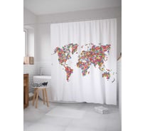 Штора (занавеска) для ванной JoyArty "Цветочный атлас" из сатена, 180х200 см с крючками, sc_28830