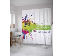 Штора (занавеска) для ванной JoyArty "Давай путешествовать" из сатена, 180х200 см с крючками, sc_28110