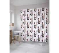 Штора (занавеска) для ванной JoyArty "Полевое двухцветие" из сатена, 180х200 см с крючками, sc_28611