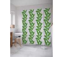 Штора (занавеска) для ванной JoyArty "Банановый орнамент" из сатена, 180х200 см с крючками, sc_28804