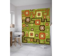 Штора (занавеска) для ванной JoyArty "Геометрические схемы" из сатена, 180х200 см с крючками, sc_27948