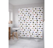 Штора (занавеска) для ванной JoyArty "Горизонтальные стрелы" из сатена, 180х200 см с крючками, sc_15272