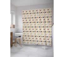 Штора (занавеска) для ванной JoyArty "Квадраты в мозаике" из сатена, 180х200 см с крючками, sc_28761